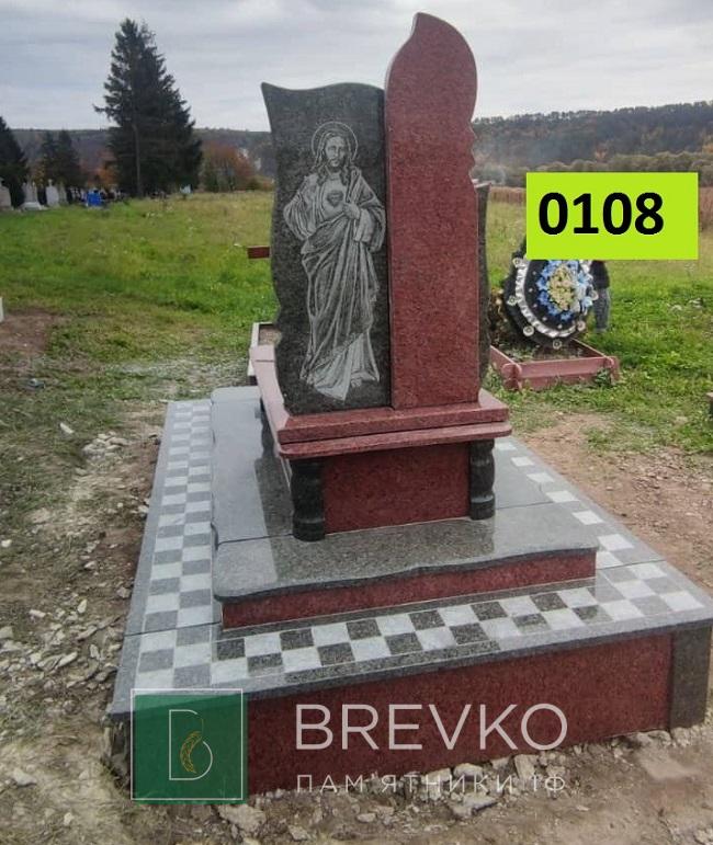 Одинарний гранітний пам’ятник (арт. 0108)